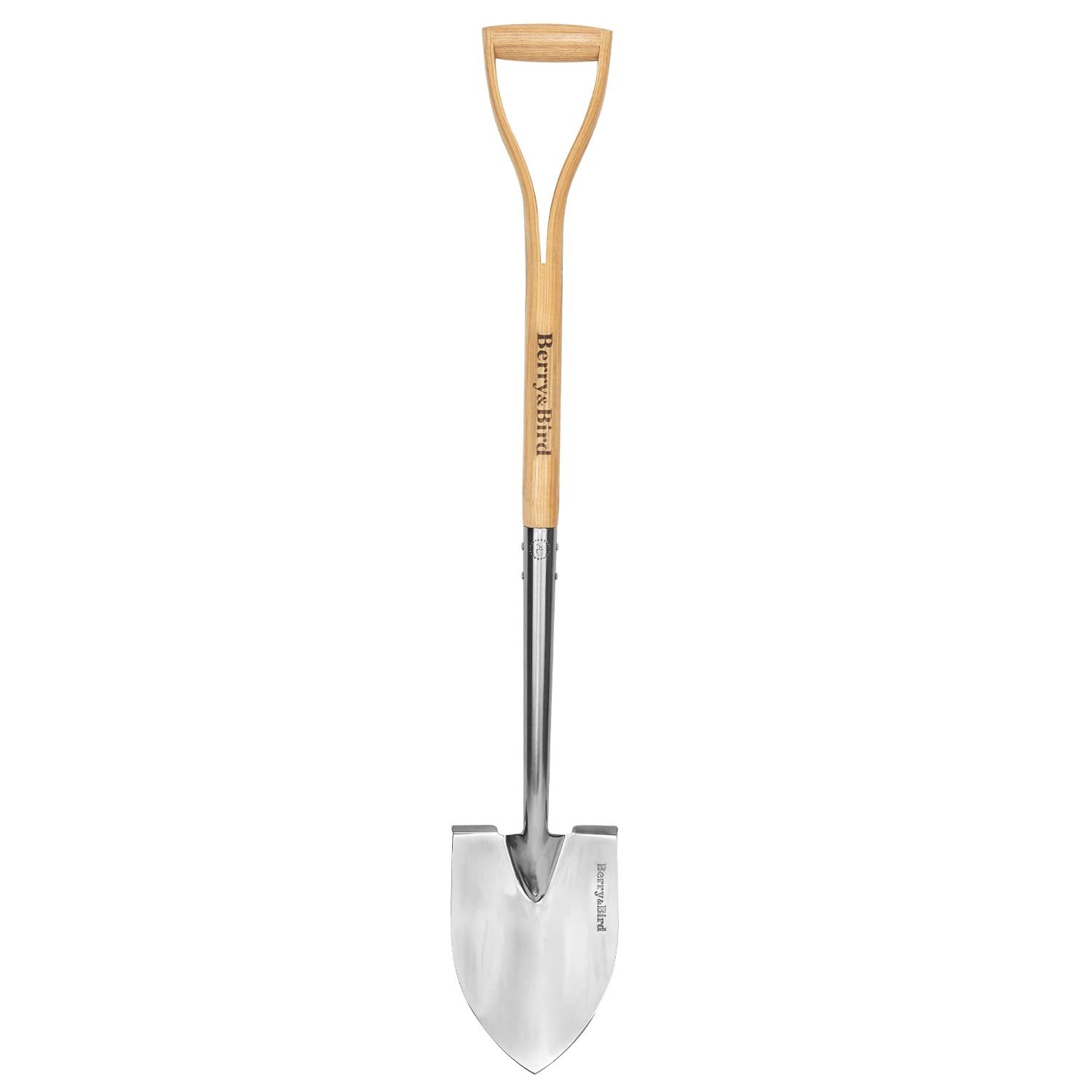 Round Point Gardening Shovel with Wood D-Handle, 40.98" Stainless Steel Beach...