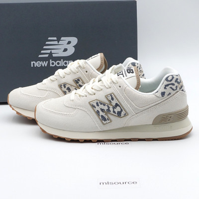 Size 8 Women's New Balance 574 Sneakers WL574XD2 Sea Salt/Leopard
