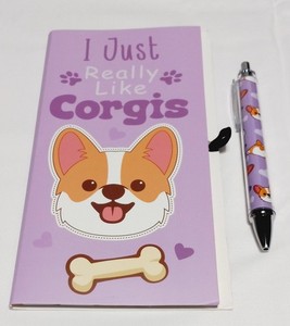 I Just Really Like Corgis Purple Note Pad Pen Sticky Notes Corgi Shaped Note Pad