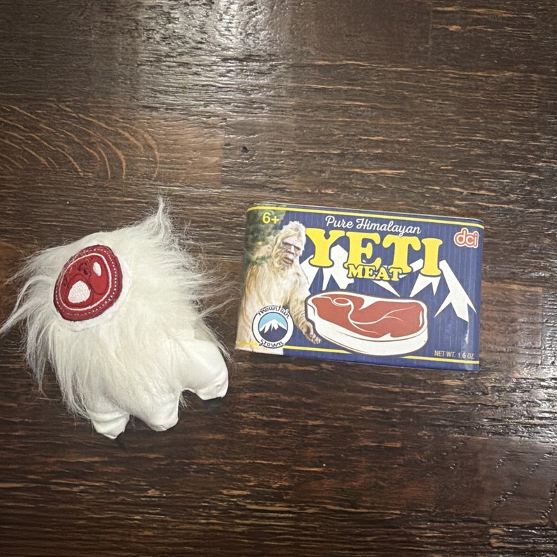 Canned Yeti Meat Novelty Gag Gift DCI Gifts With Plush Foot