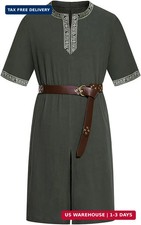 LMYOVE Viking Shirt for Mens Short Sleeve Medieval Knight Tunic LARP Tops Costum