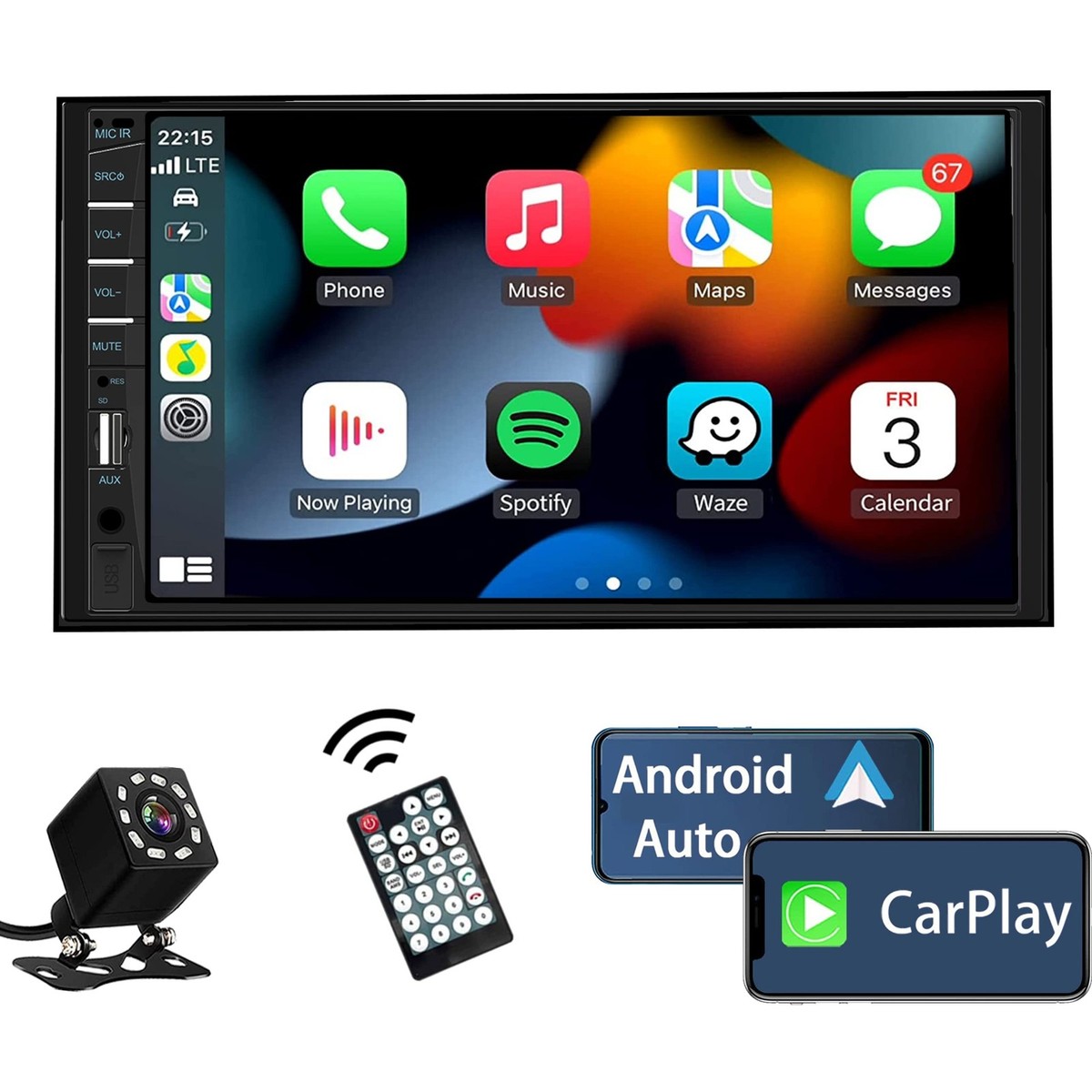 Naifay Double Din Car Stereo Compatible with Apple Carplay and
