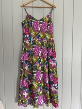 Gap Maxi Dress L Large Cottage Smocked Floral Sun Tropical Boho Summer Vacation