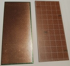 Prototype circuit boards 14.5 x 6.5 cm tinned one side w/ linear pattern PCB x 2
