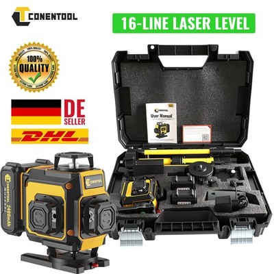 16 Line Laser Level Wasserwaage 4D 360° Kreuzlinienlaser Kit mit Koffer & Stativ