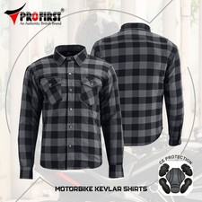 Motorcycle Kevlar Shirt Made with Kevlar Motorbike Lumberjack Mens CE Armoured