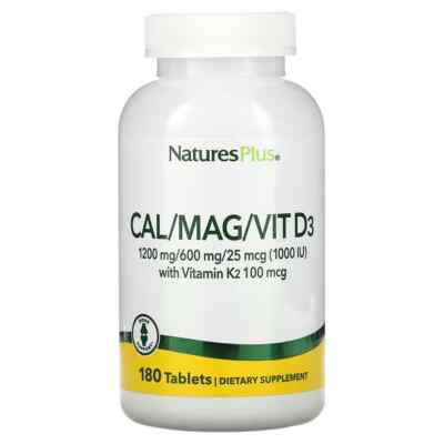 NaturesPlus, Cal/Mag/Vit D3 mit Vitamin K2, 180 Tabletten