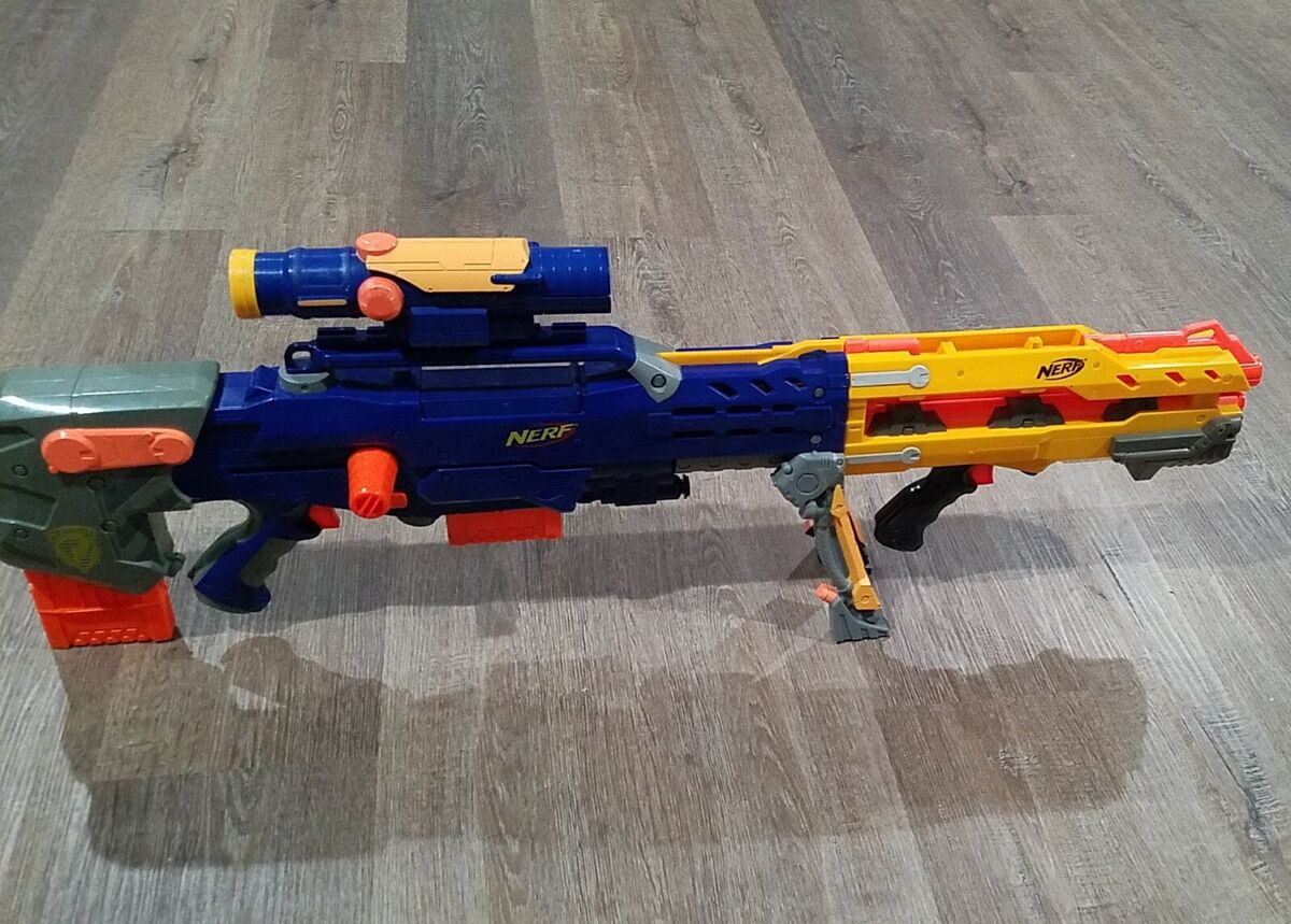 Nerf Longshot CS-6 SNIPER Blaster Dart Gun W/Front Blaster, Bipod