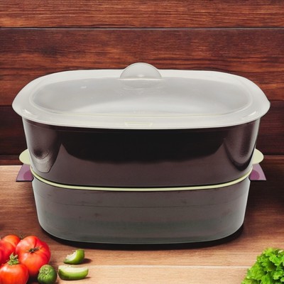 Tupperware 6 Piece Oval Microwave Cooker Set Multi Level Steamer Vegetable Meat