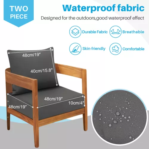 indoor Outdoor Patio Deep Seating Cushion Set with Ties Sofa Seat/Back Cushion - Picture 17 of 50