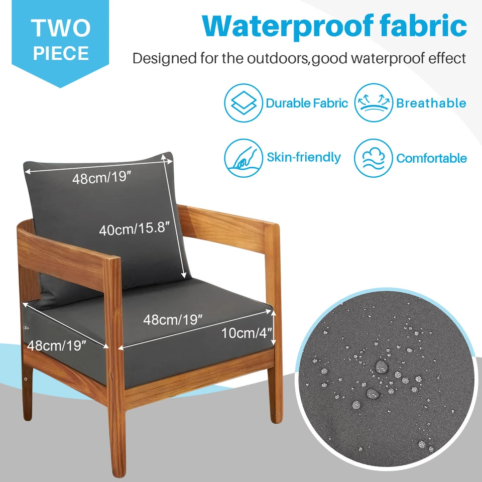 Juego de cojines de asiento de exterior cojines de patio de 22x22 pulgadas Foto 4 de 4