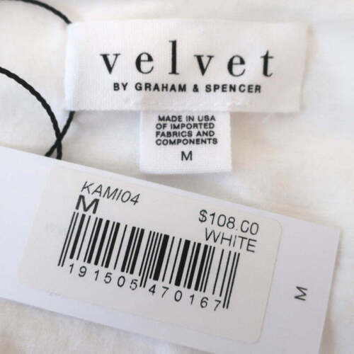 Velvet by Graham & Spencer Puff Sleeve Tee Kami White Cotton Size Medium NEW - Picture 5 of 7