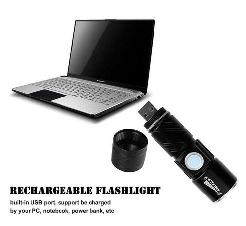 (1-2-3 PACK) ZOOM TACTICAL RECHARGEABLE USB LED flashlight modes adjustable lens - Picture 7 of 16