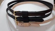 1" W HAND MADE 3MM THICK REAL LEATHER MEN WOMEN BELT SOLID BRASS ROLLER BUCKLE
