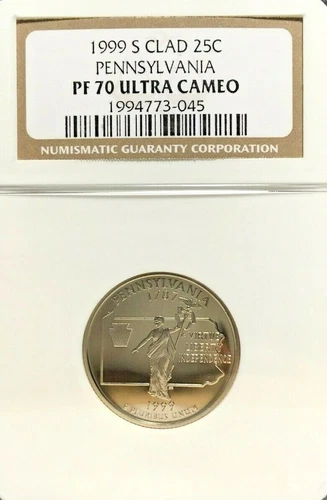 1999-S CLAD PENNSYLVANIA QUARTER PF 70 NGC