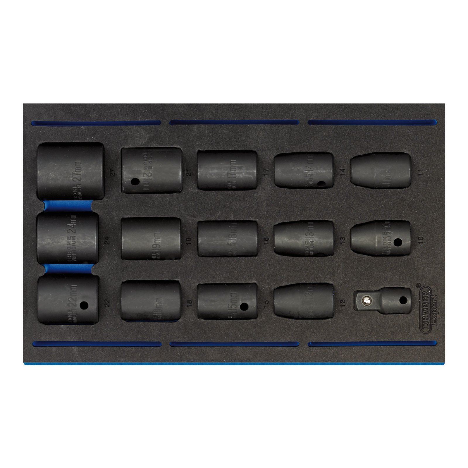 Draper 1/2" Sq. Dr. Impact Socket Set in 1/4 Drawer EVA Insert Tray (15