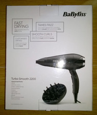 Babyliss Turbo Smooth 2200W Hair Dryer, 3 Heat & 2 Speed Settings-Large Diffuser