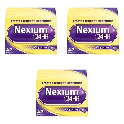 3 PACK - Nexium 24HR Acid Reducer Capsules for Heartburn Relief - 42 Count