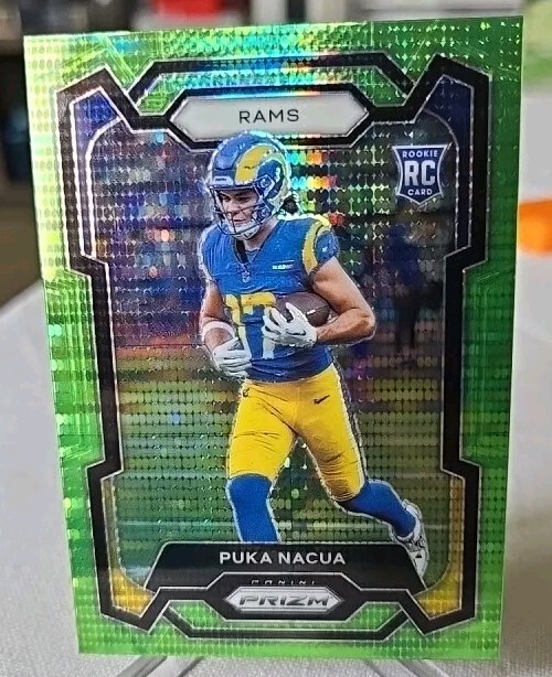 2023 Panini Prizm Puka Nacua #357 Neon Green Pulsar RC Rookie Los Angeles Rams