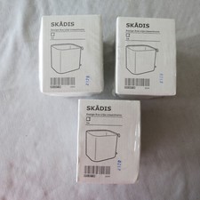 Lot of Three 3 IKEA Skadis Steel Pegboard Storage Containers, White, 203.2