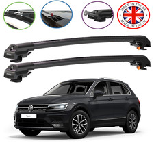 VW TIGUAN BLACK LOCKABLE CROSS BARS ROOF BARS RACK 80 KG CAPACITY 2016 ONWARD