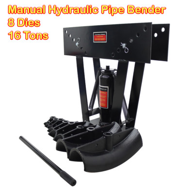 Portable 16 Ton Hydraulic Manual Pipe Bender Tube Bending Machine w/8 Dies