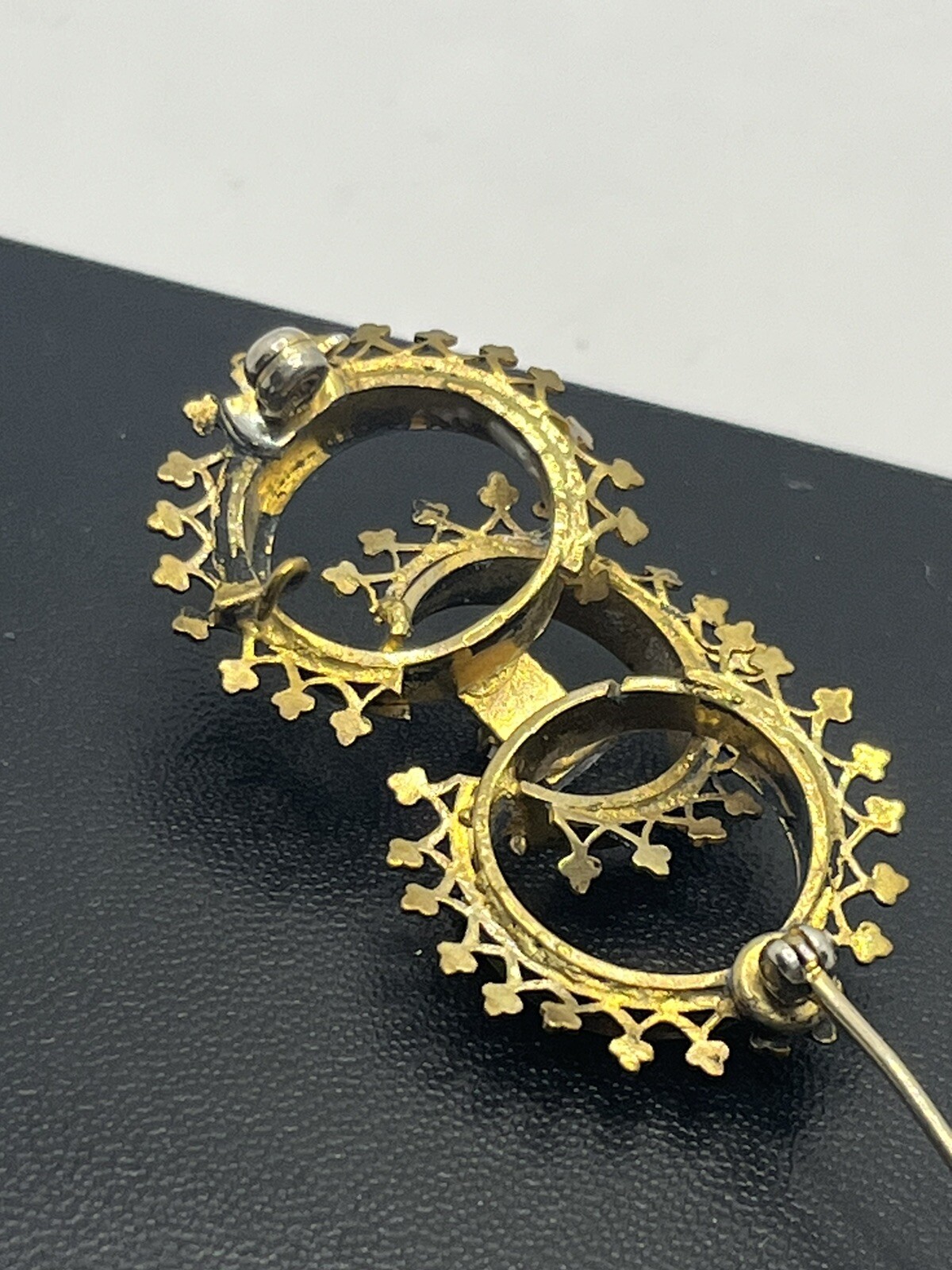 Victorian ornate interlocking circle gold & silve… - image 13
