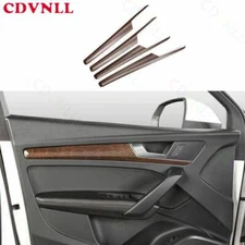 For Audi Q5 SQ5 2018-2023 Cen Wood Grain Inner Door Panel Strip Cover Trim 4PCS