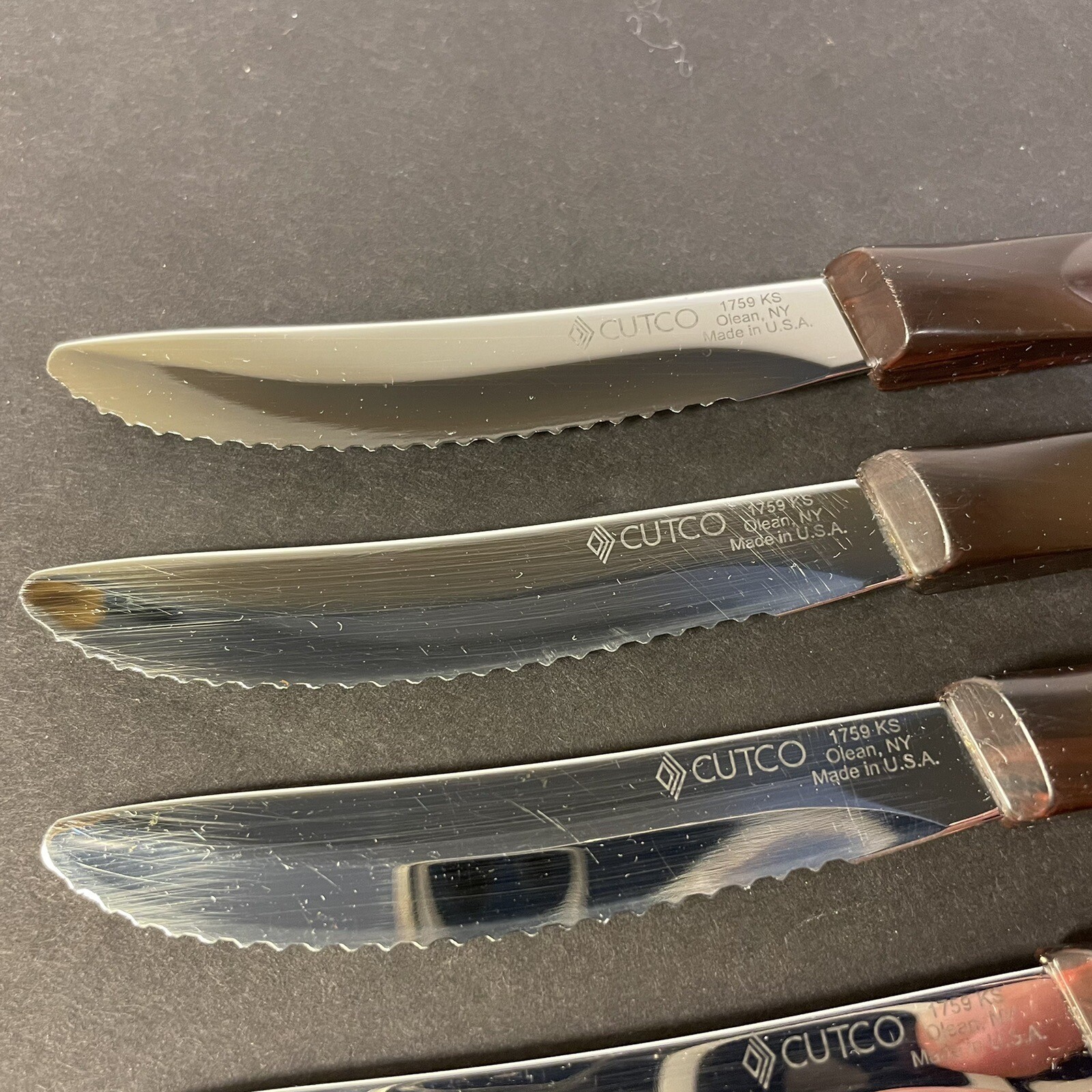 5 Cutco Steak Table Knives 1759 KS Dark Brown Handle Matching Set of 5 USA NY eBay