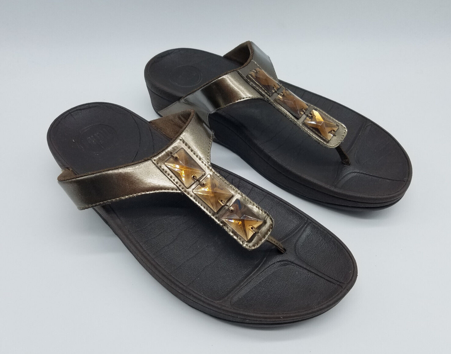 Fitflop Petra Rhinestone Thongs Women's Comfort Sandals Size 9 Bronze eBay