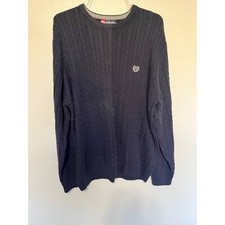 Chaps Cable Knit Cotton Sweater Navy Mens Size L