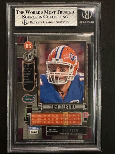 2012 Fleer Retro Metal Universe PMG Red M6 Tim Tebow 100 RC Rookie 