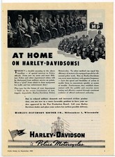 1943 Harley Davidson Police Motorcycles Ad: World War Two MP Military Police Pic