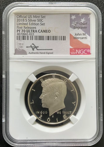2018- S  50C  SILVER JOHN M. MERCANTI LIMITED EDITION NGC-PR-70  RARE