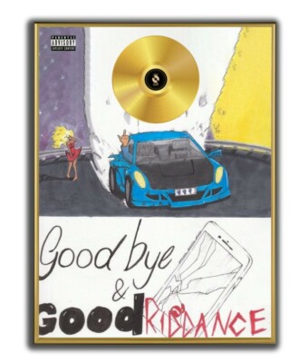 Juice WRLD Poster, Goodbye & Good Riddance ,GOLD/PLATINIUM CD, gerahmtes Poster 