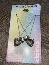 Claire  s silver Paris heart charm necklace BFF Best Friend jewelry