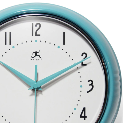 Blue Clock Wall Retro Kitchen Vintage 9.5