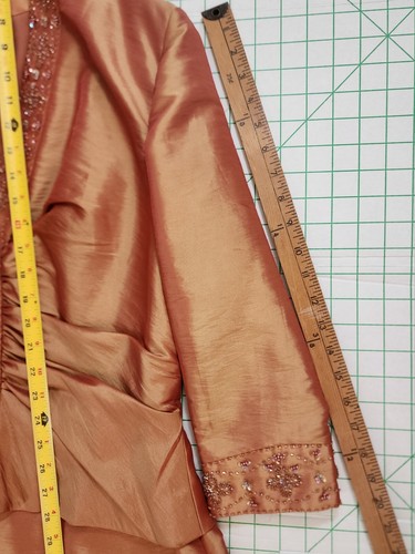 Designer Mother of the Bride Wedding Metallic Copper Beaded Ruched MOB Regal vtg - Picture 6 of 18