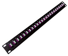 1U 24 port Patch Panel w/ LC Duplex Multimode OM4 Magenta Colored Adapters