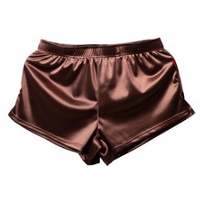 Men Satin Silk Boxer Shorts Elastic Waist Solid Color Boxers Briefs Nightwear