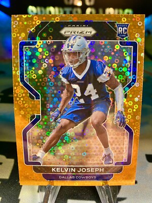 2021 Kelvin Joseph Panini Prizm Orange Disco Prizm Rookie Card #385 Cowboys