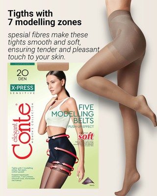 Conte X-PRESS 20 Den Shape Control with Modelling Shorts  Sheer Compression,C...