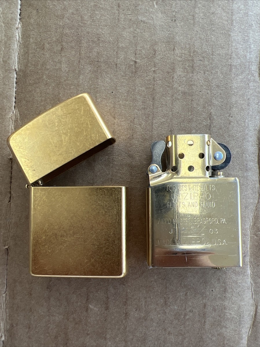 Chapado en Laton 　シルバ　Palladium Picaso 2003 Zippo Brass Lighter 03 Gold Tone ~ Case J 03 ~ USA Made