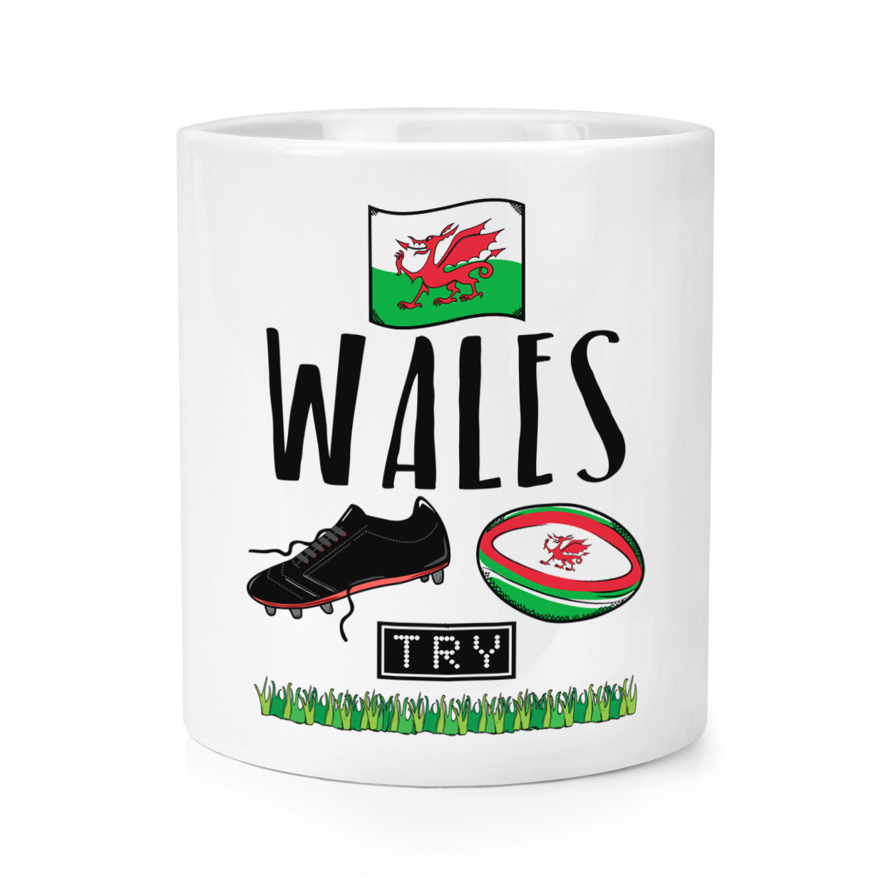 Rugby Wales Makeup Brush Pencil Pot - Funny League Union Flag