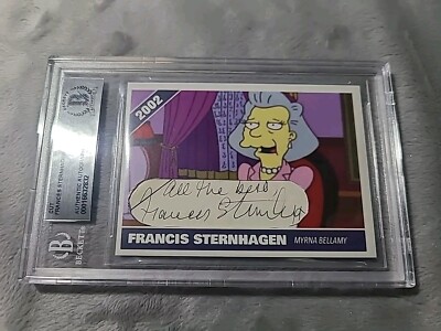 The Simpsons Signed Cut Card Francis Sternhagen Rare!! Myrna
