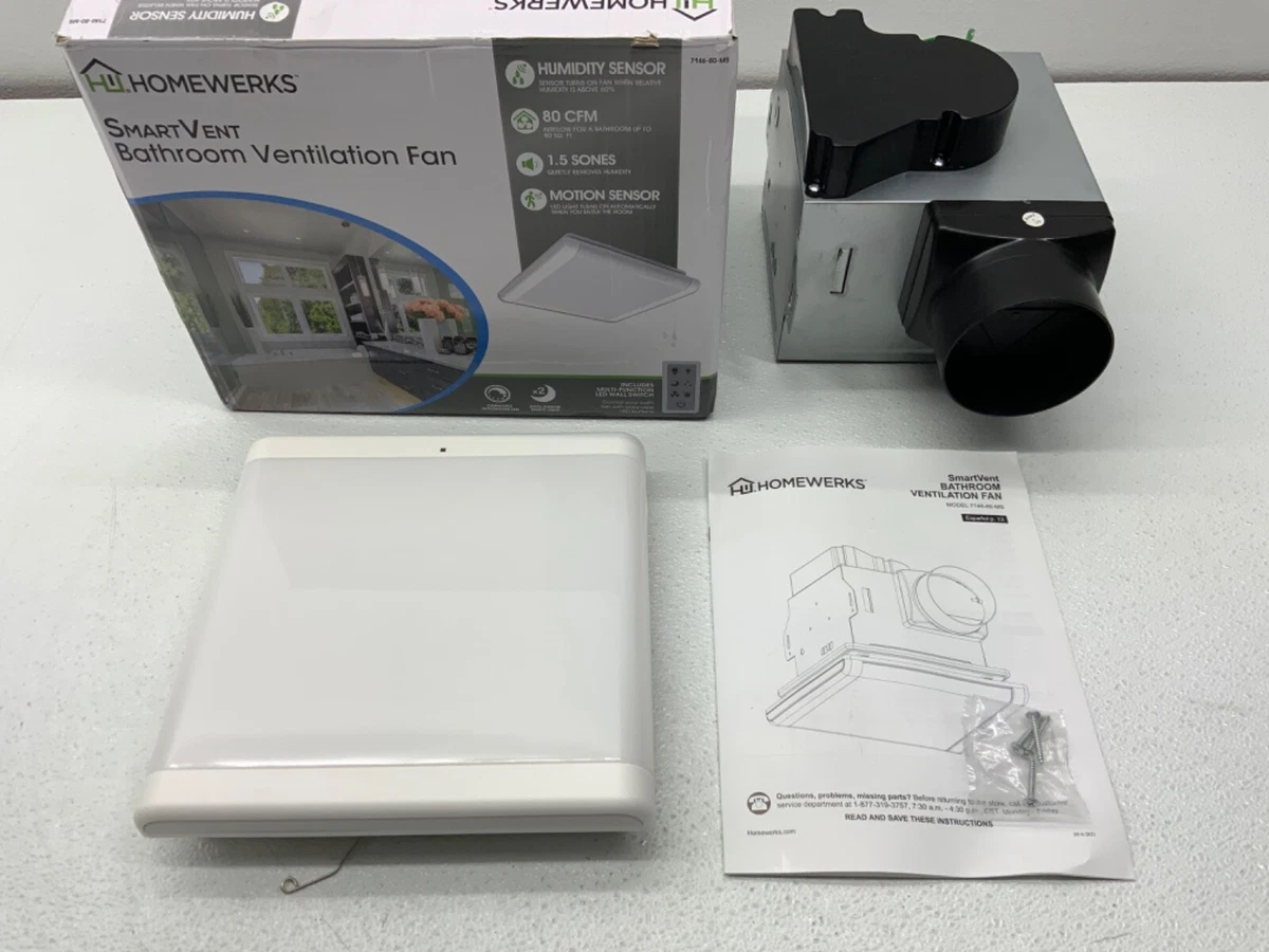 Homewerks 7146-80-MS Bathroom Ventilation Fan With Integrated Dimmable LED  Light | eBay