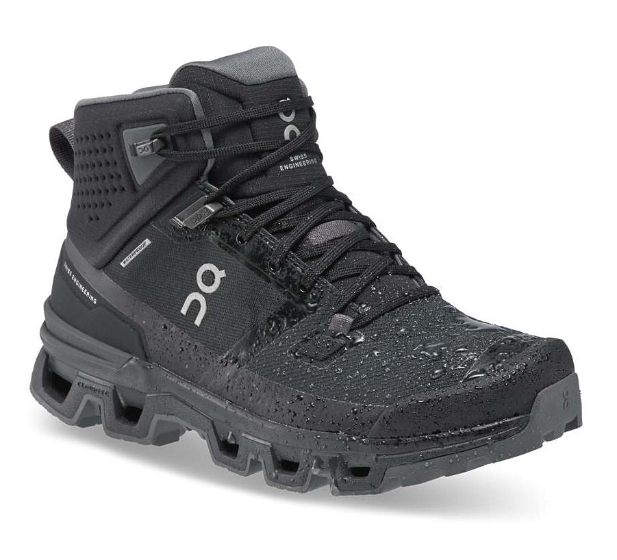 On Women's Cloudrock 2 Waterproof Black / Eclips Hiking Boots Shoes
