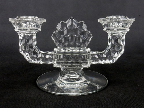 Fostoria American Double Candle Holder Pair, Elegant Glass Candle Holders, Set B - Picture 4 of 11