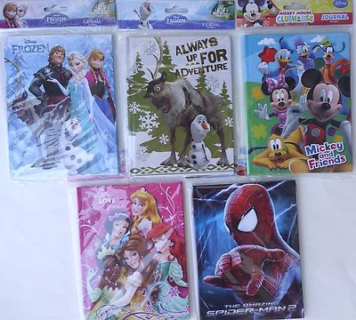Disney Princess Frozen or Spiderman Hardcover Journals 40 Pages, Select: Theme