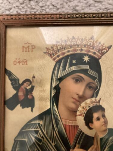 Virgin Mary Our Lady of Perpetual Help Religious Picture Antique VNT 7.5”x10.5” - Picture 4 of 12